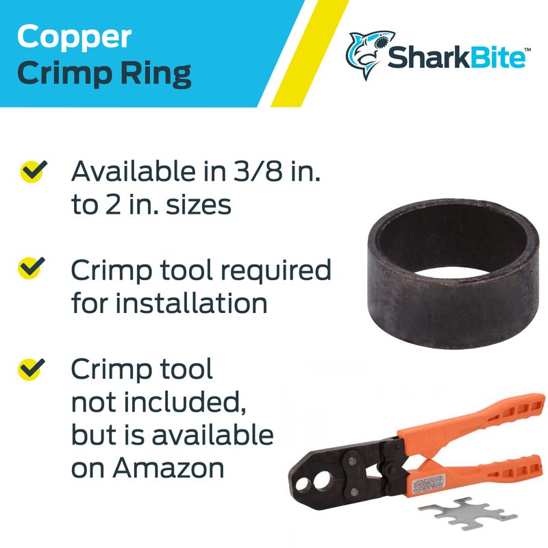 SharkBite 1/2 Inch Copper Crimp Rings, Pack of 100, PEX Pipe, PE-RT, 23102CP100 - Image 4